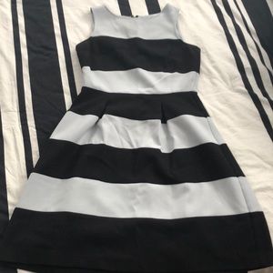 Loft light blue striped fit and flare dress